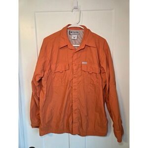 Columbia Titanium Omni-Dry Mens Medium Orange Long Sleeve Hiking Fishing Shirt